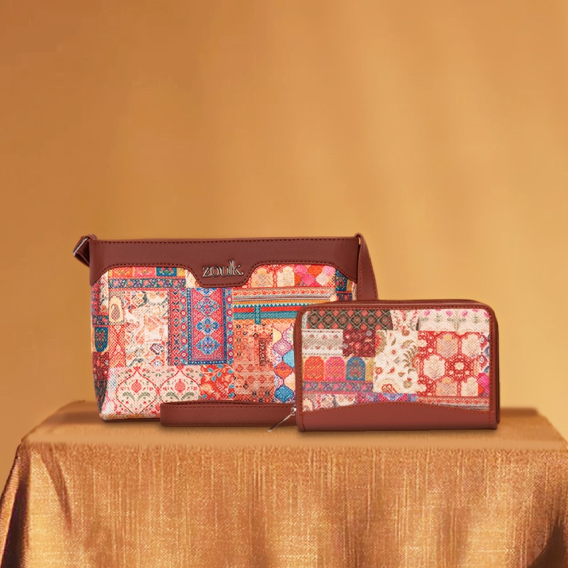 Kutch Gamthi Harmony Sling Bag and Chain Wallet (CFC) Combo