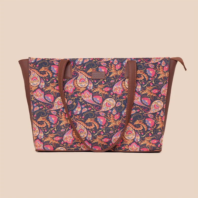 Paisley Print & Ikat GreRe – Office Tote Bag & Flap Sling Bag Combo