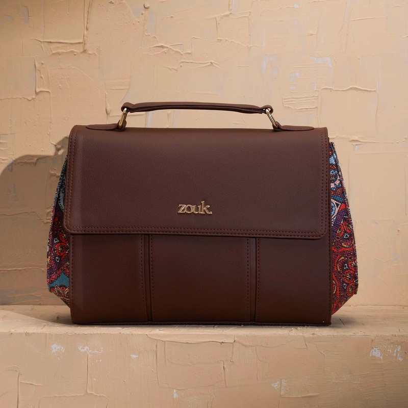 Rhea Kapoor Satchel Bag – Multicolor Mandala Print