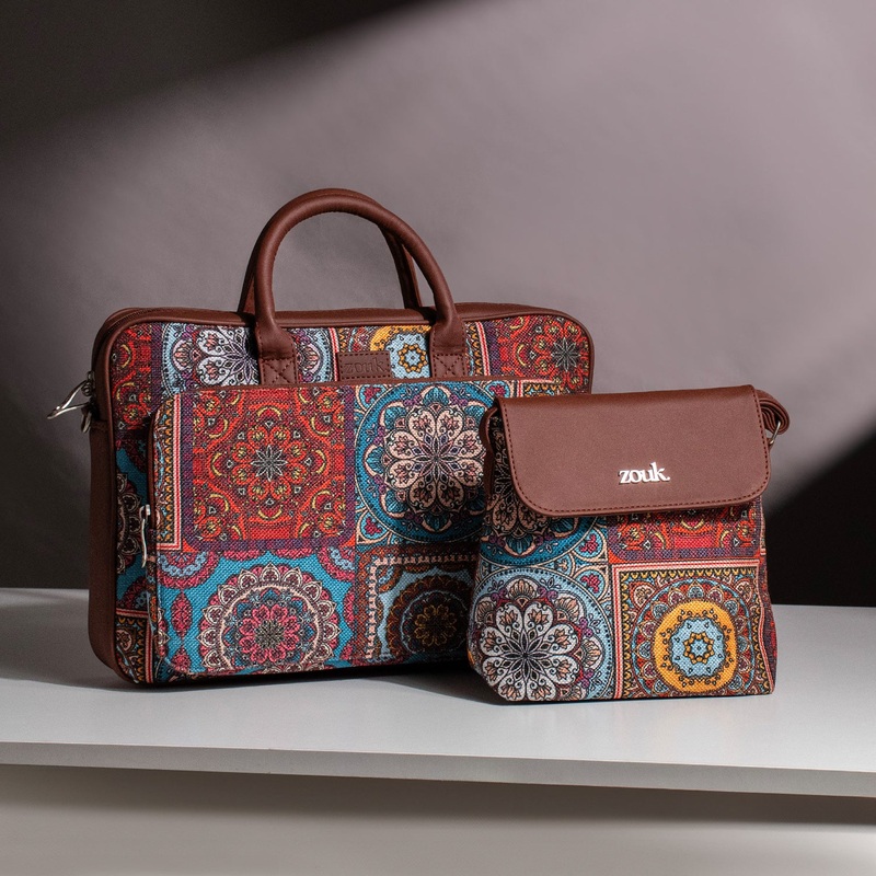 Multicolor Mandala Print – Laptop Bag & Flap Sling Bag Combo