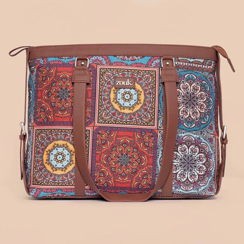 Multicolor Mandala Print Women’s Office Bag and FloMotif Everyday Tote Bag Combo
