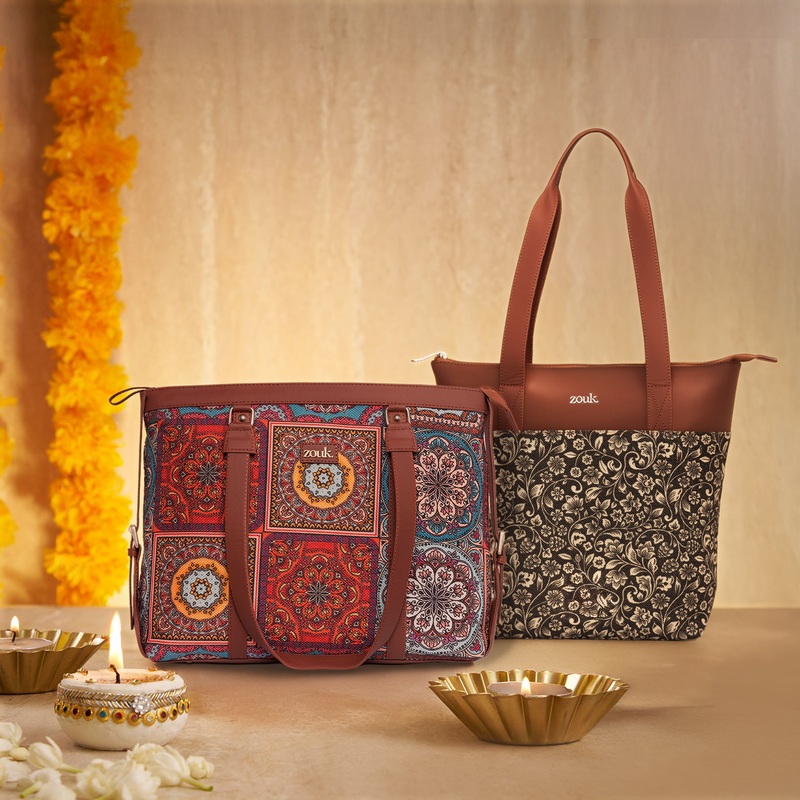 Multicolor Mandala Print Women’s Office Bag and FloMotif Everyday Tote Bag Combo