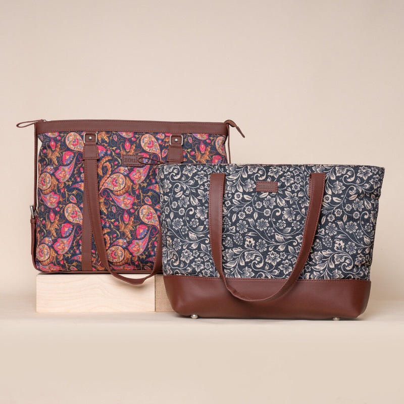Paisley Print & FloMotif – Office Bag & Shoulder Tote Bag Combo