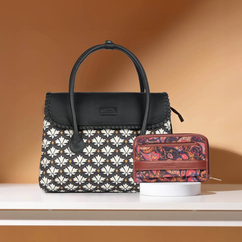 Bidri Kaiser & Paisley Print –  SAK Satchel & Classic Zipper Wallet Combo