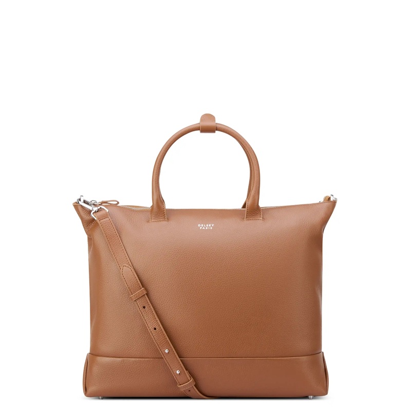 THE LEATHER COLLECTION – Zippered Tote Bag Cognac