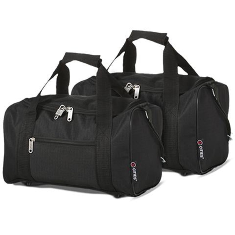 5 Cities (35x20x20cm) Hand Luggage Holdall Flight Bag (x2 Set) Black