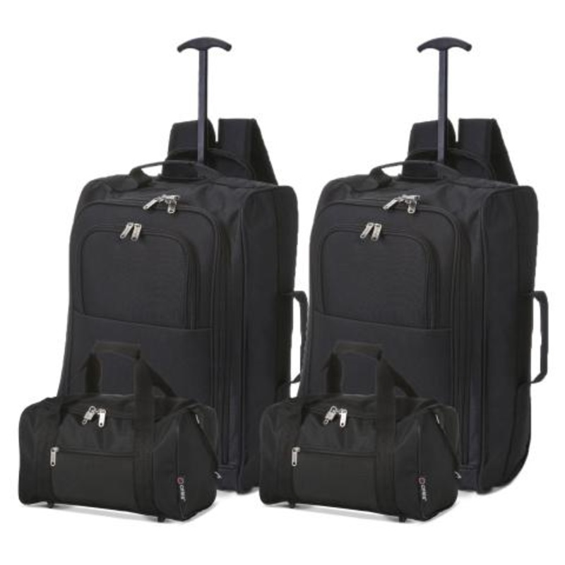5 Cities (55x35x20cm) Lightweight Cabin Hand Luggage and (35x20x20cm) Holdall Flight Bag (x4 Set)