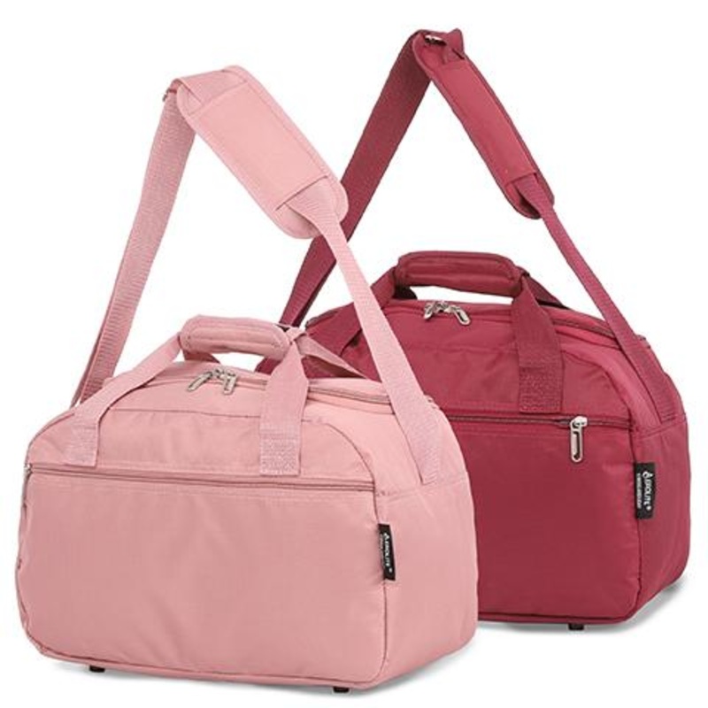 Aerolite (35x20x20cm) Hand Luggage Holdall Bag – Rose Gold + Wine