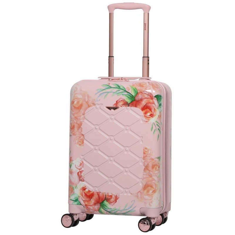 Aerolite Premium Hard Shell Hand Luggage Set (Cabin + Medium) – Floral Pink