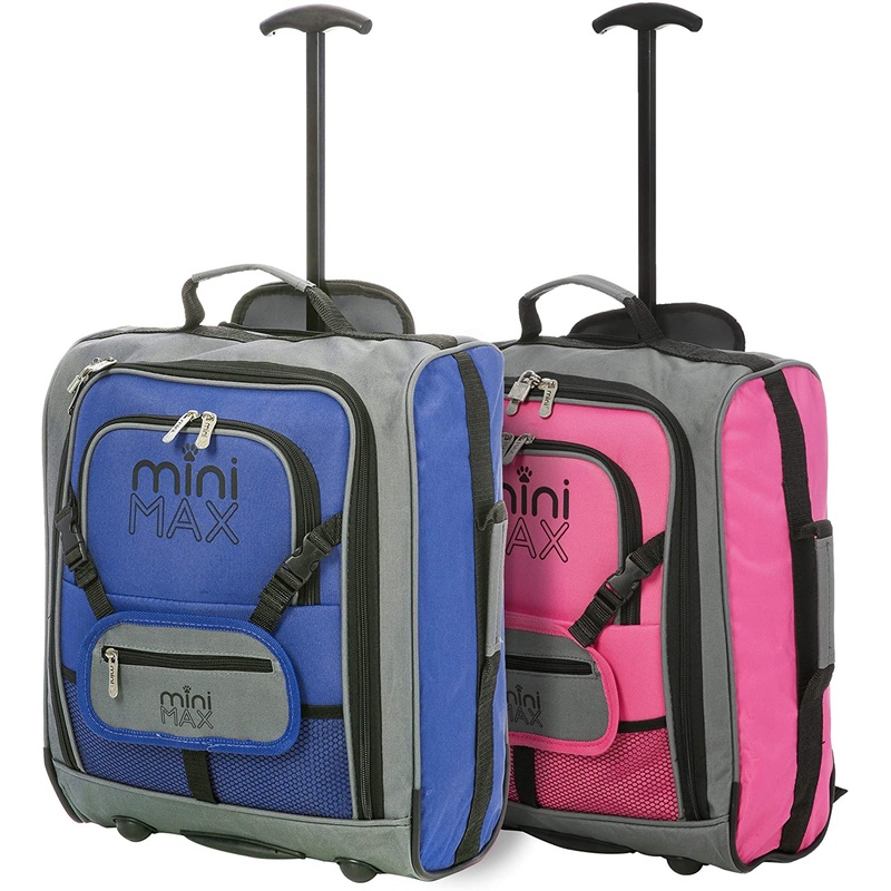 MiniMAX (45x35x20cm) Childrens Luggage Carry On Suitcase with Backpack and Pouch with 2-Years of Warranty 2 X Blue