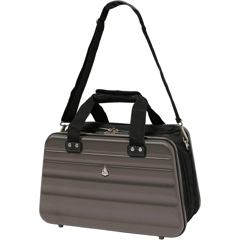 Aerolite (40x20x25cm) Ryanair Maximum Cabin Hand Luggage Holdall Bag, ABS Hard Shell Hybrid Protection With Dual Zip Charcoal
