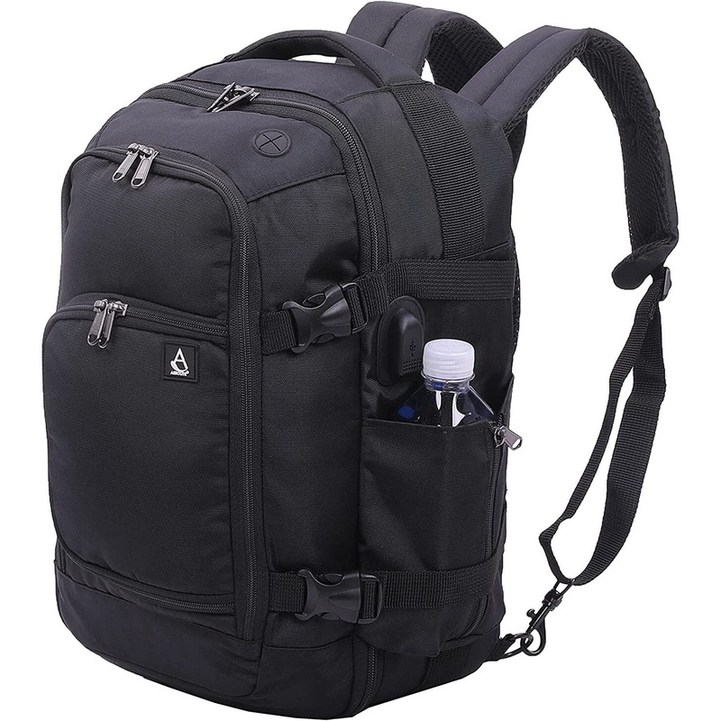 Aerolite (40x25x20cm) Ryanair Maximum Size 3 in 1 Cabin Luggage Approved Flight Backpack Black