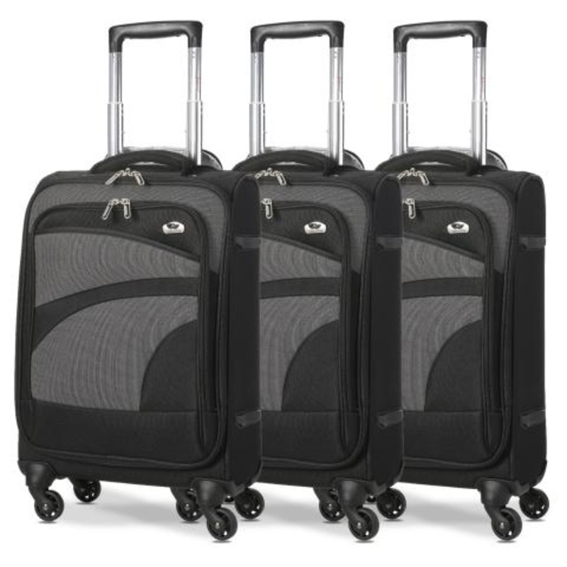 Aerolite (47x35x20cm) Lightweight Soft Shell Cabin Hand Luggage (x3 Set) | 4 Wheels