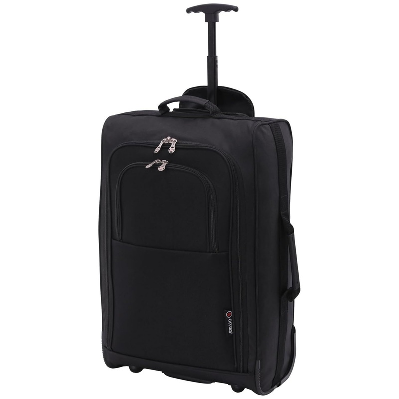 5 Cities 21″ (55x35x20cm) Lightweight Cabin Hand Luggage (x3 Set), Approved For Ryanair Priority, Easyjet Plus, BA Black