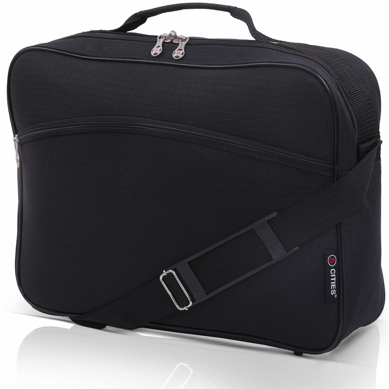 5 CITIES (40x30x10cm) New and Improved 2025 Lufthansa, Austrian Airlines, Swiss Airlines Maximum Cabin Size Underseat Flight Bag, Also Approved For British Airways, Virgin Atlantic, EasyJet, Black