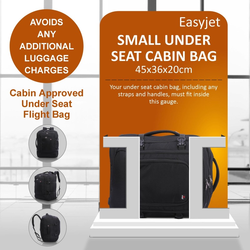5 CITIES Easyjet Maximum Size (45x36x20cm) New and Improved 2025 Cabin Backpack Luggage Under Seat Flight Bag Black
