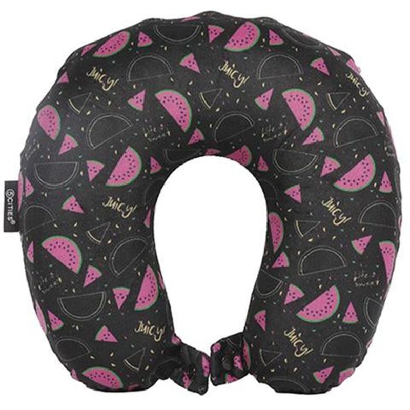5 Cities Travel Pillow Neck Memory Foam Cushion – Watermelon Black