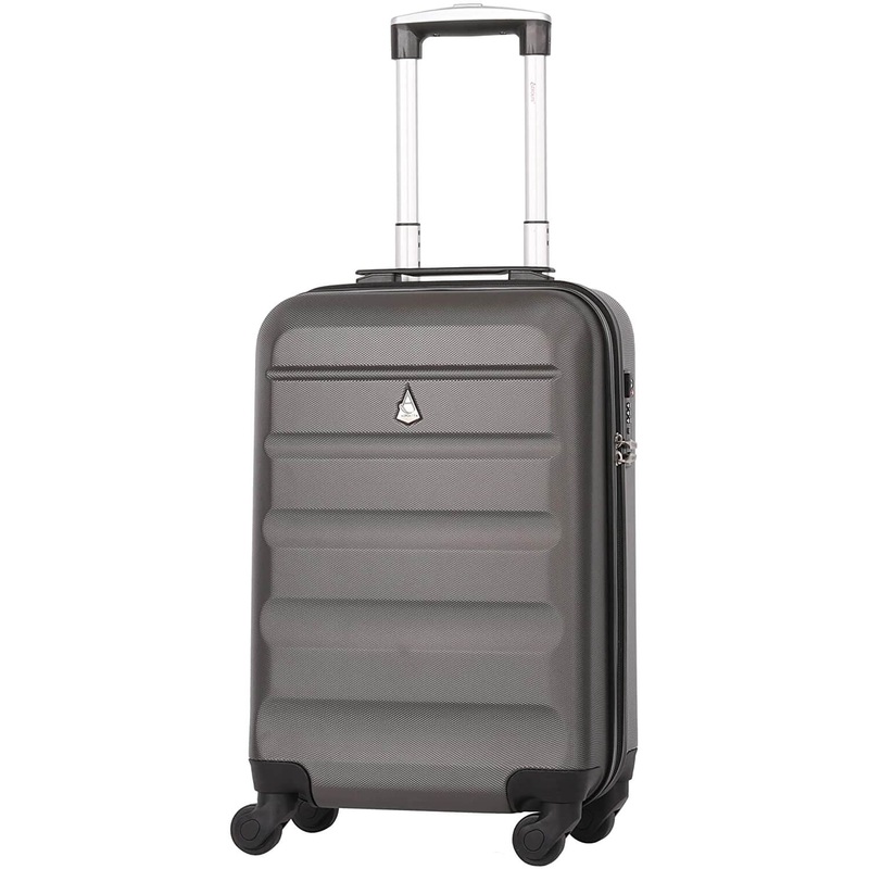 Aerolite 3 Piece Lightweight 4 Wheel ABS Hard Shell Luggage Suitcase Set with Built in TSA Combination Lock, 2 x 21″ Cabin + 1x Large 29″, Charcoal