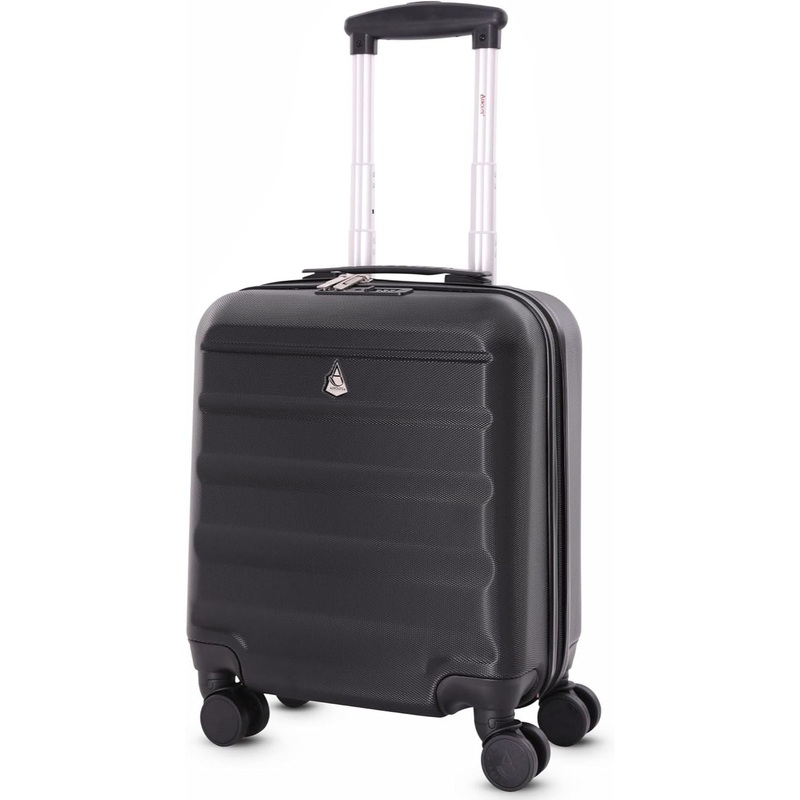 Aerolite 45x36x20cm Easyjet Maximum Size 8 Wheel ABS Hard Shell Carry On Hand Cabin Luggage Underseat Flight Travel Bag Spinner Suitcase 45x36x20 with TSA Lock & 5 Year Warranty Black