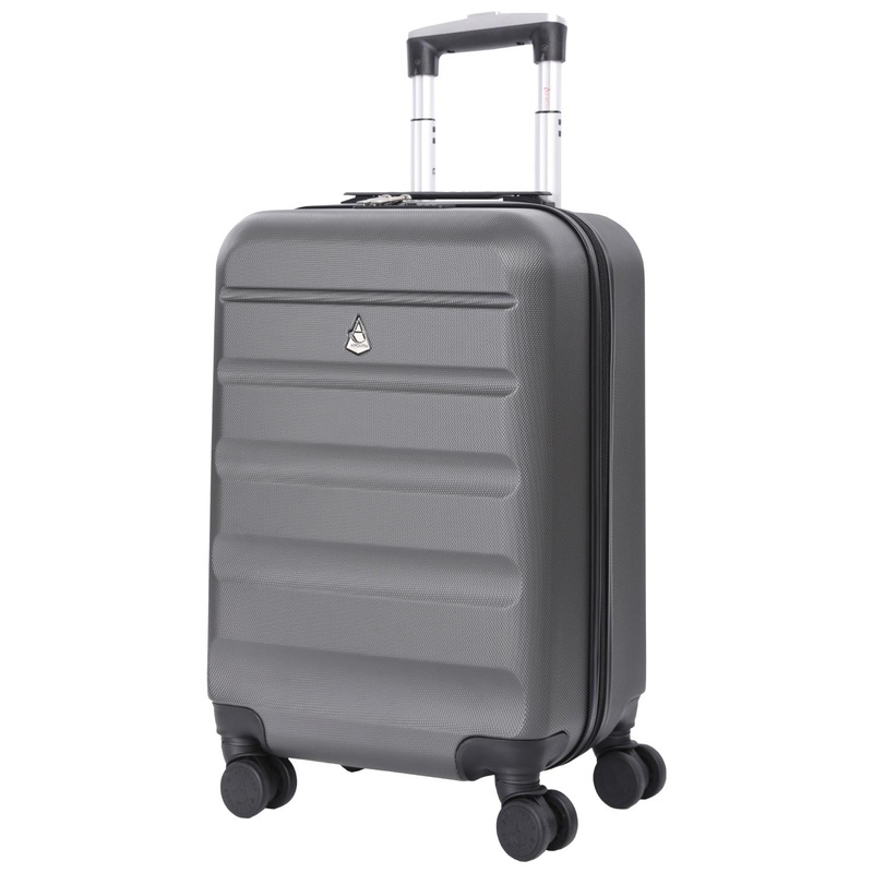 Aerolite (55x35x25cm) Hard Shell Carry On Hand Cabin Luggage Suitcase with 4 Wheels and Built-in TSA Combination Lock, Max Size for Air Europa, Air France, Alitalia, KLM & Transavia Charcoal