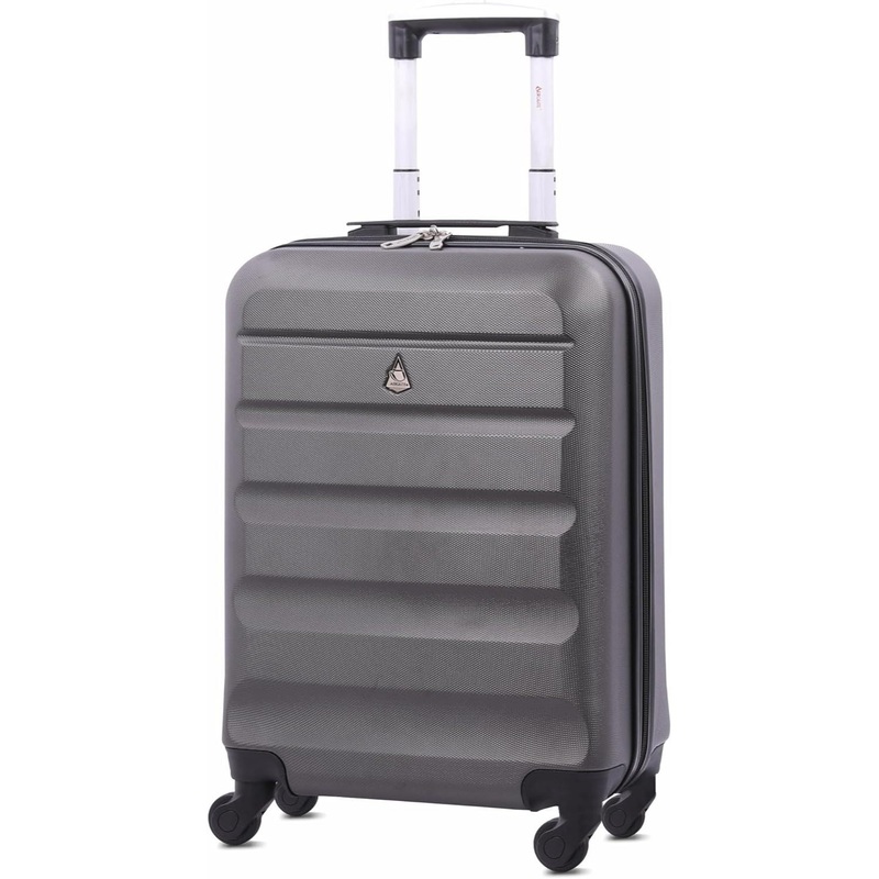 Aerolite 55x38x20cm Emirates Max Size Hard Shell Carry On Hand Cabin Luggage Suitcase 55x38x20 with 4 Wheels,Also Fits Many Other Airlines Charcoal
