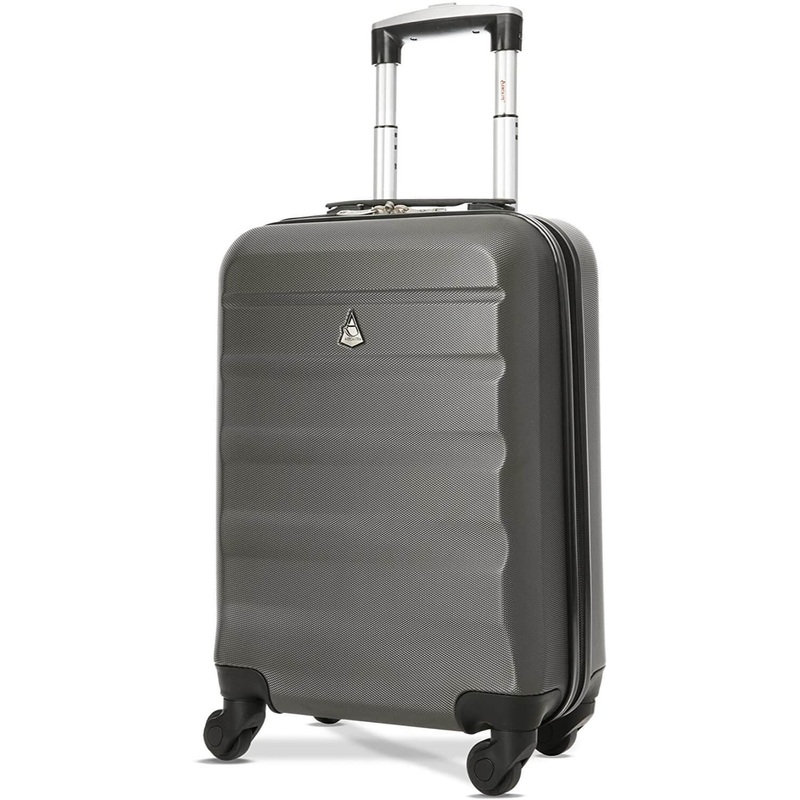 Aerolite Ryanair Bundle (55x35x20cm) Lightweight ABS Hard Shell Cabin Suitcase + (40x20x25cm) Ryanair MAXIMUM Sized Holdall Cabin Bag Charcoal + Black