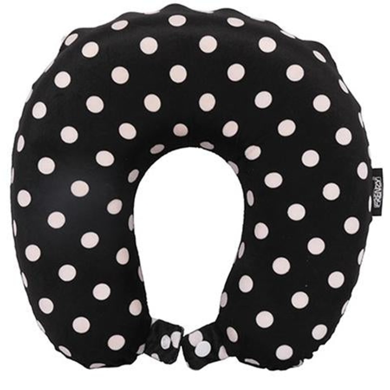 Frenzy Travel Pillow Neck Memory Foam Cushion – Polka Dots Black