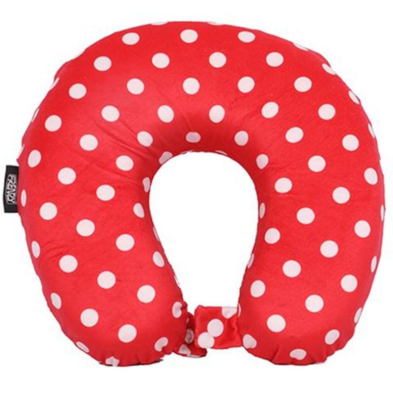 Frenzy Travel Pillow Neck Memory Foam Cushion – Polka Dots Red