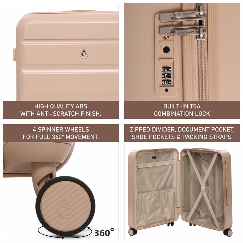 Aerolite 24-Inch Medium Check-In Luggage, 67L Lightweight Hard Shell Suitcase with 4 Spinner Wheels, TSA Lock, Durable ABS Travel Hold Suitcase – Black