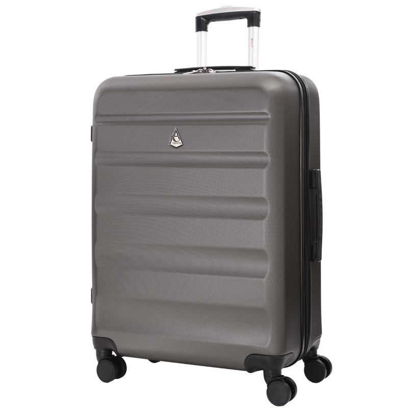 Aerolite 25″ (70x50x27cm) Medium Lightweight Hard Shell Checked In Hold Luggage Suitcase with 4 Wheels, 82L Capacity Charcoal