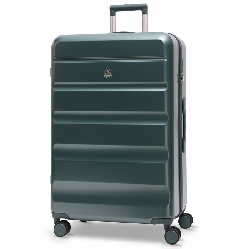 Aerolite Large 28 100L Lightweight ABS Hard Shell Suitcase, 4 Dual Wheel Spinner, TSA Lock, Durable Check-In Hold Luggage – Forest Green