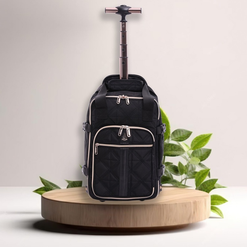 Aerolite Ryanair Backpack Trolley Bag with 2 Wheels 40x20x25, Eco-Friendly Extendable Handle Travel Carry On Holdall Flight Rucksack with 10 Year Warranty (Quilted)