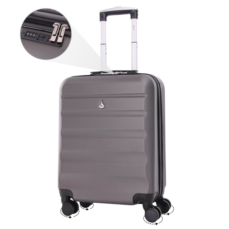Aerolite Ryanair Maximum Bundle 55x40x20cm Overhead Lightweight 8 Wheel Hardshell Suitcase + 40x20x25cm Underseat Carry On Holdall Bag