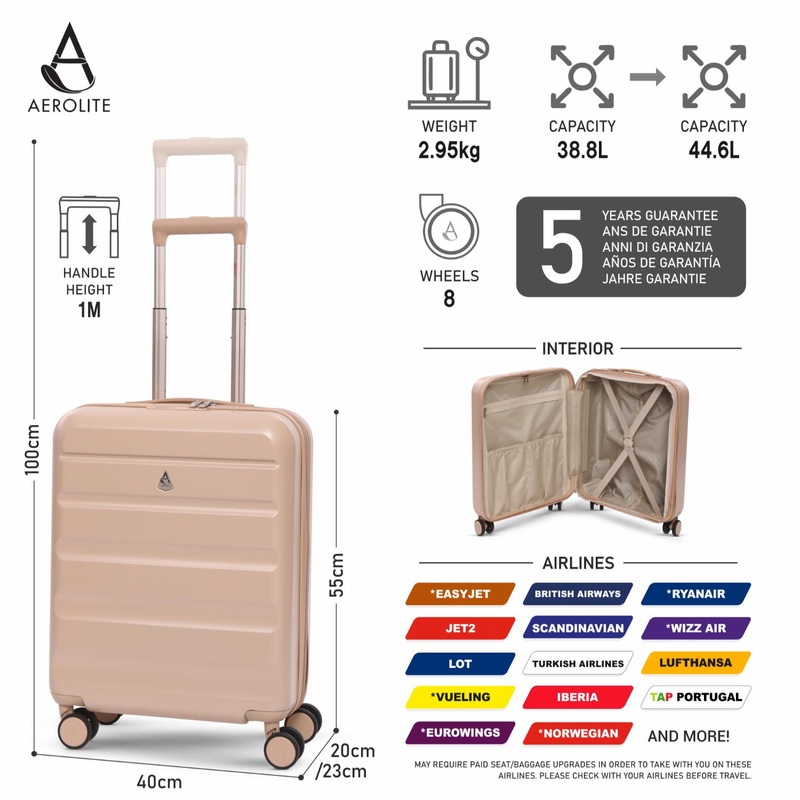 Aerolite Expandable 55x40x20cm to 55x40x23cm Ryanair Priority, Wizz Air Priority, Lufthansa Max Size Lightweight Hard Shell Carry On Hand Cabin Luggage Suitcase with 4 Wheels (CHARCOAL)