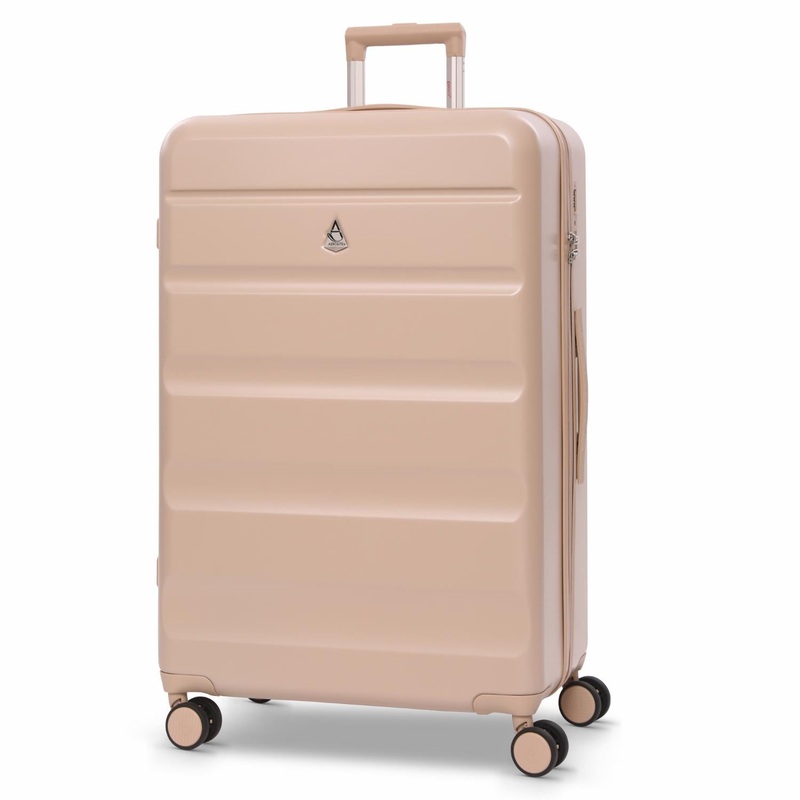 Aerolite Large 28″ 100L Lightweight ABS Hard Shell Suitcase, 4 Dual Wheel Spinner, TSA Lock, Durable Check-In Hold Luggage – Beige