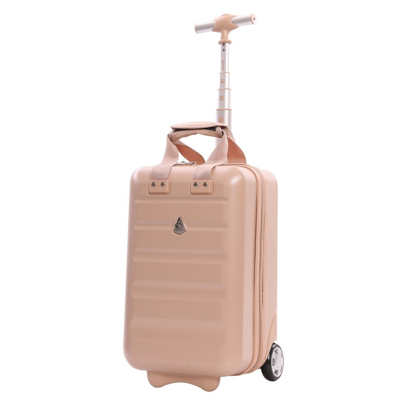 Aerolite 40x20x25cm Ryanair Approved Cabin Bag Lightweight 2-Wheel Hard Shell Underseat Luggage with TSA Lock Eco-Friendly Interior Beige