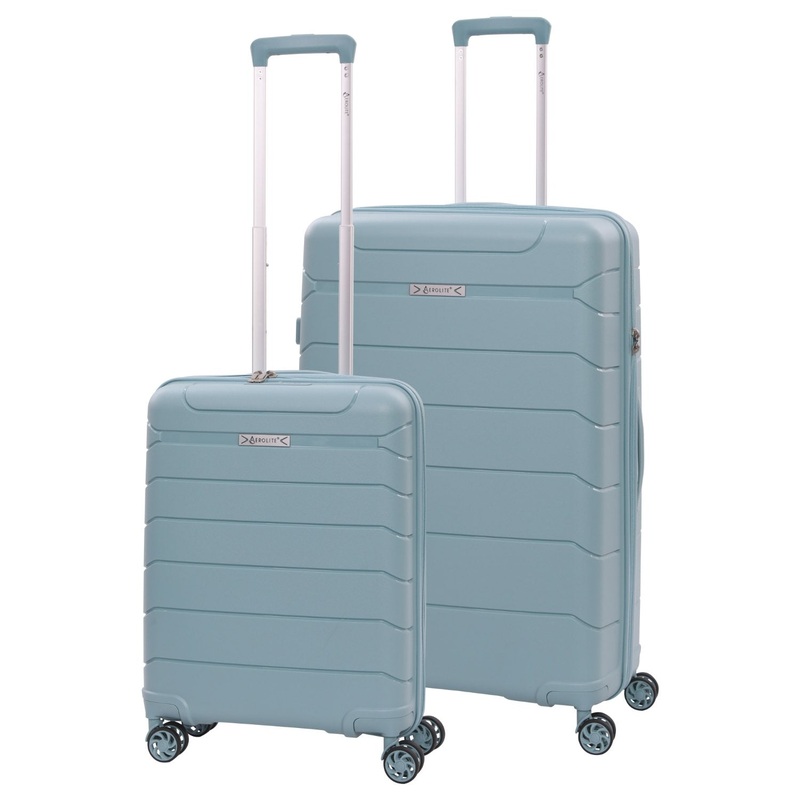 Aerolite Premium PP 2-Piece Luggage Set, Lightweight Polypropylene Hard Shell Suitcases with 4 Dual Spinner Wheels & TSA Lock, Expandable Cabin (21), Large (28), Black