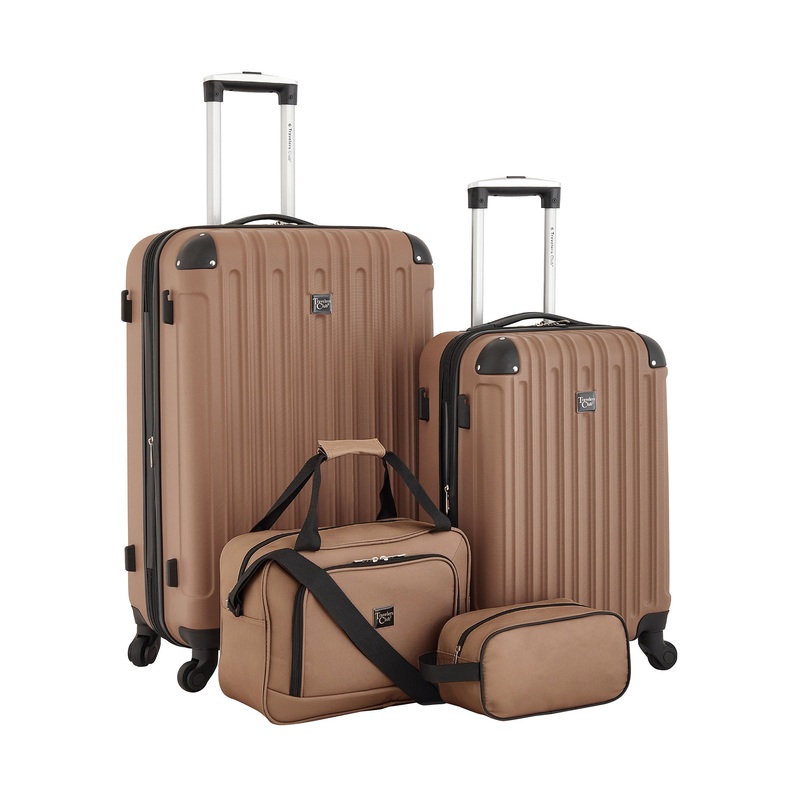 Travelers Club 4-Piece Hard Side Spinner Travel Luggage Mocha Mousse