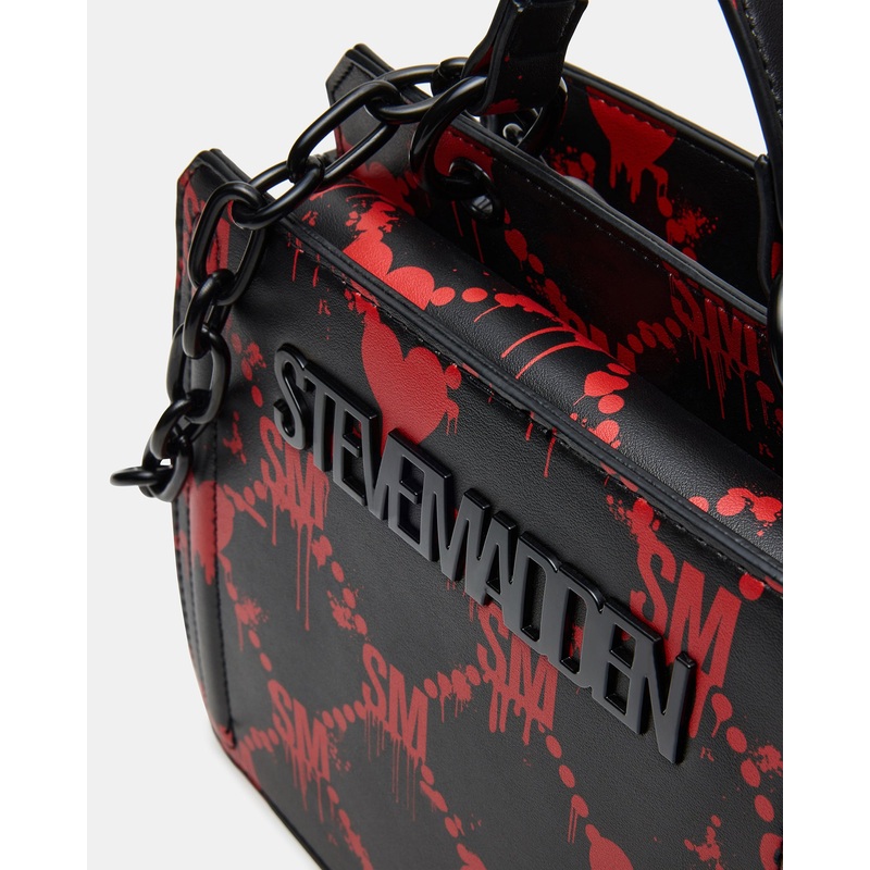 EVELYN BAG DRIPPY HEARTS BLACK/RED BLACK RED