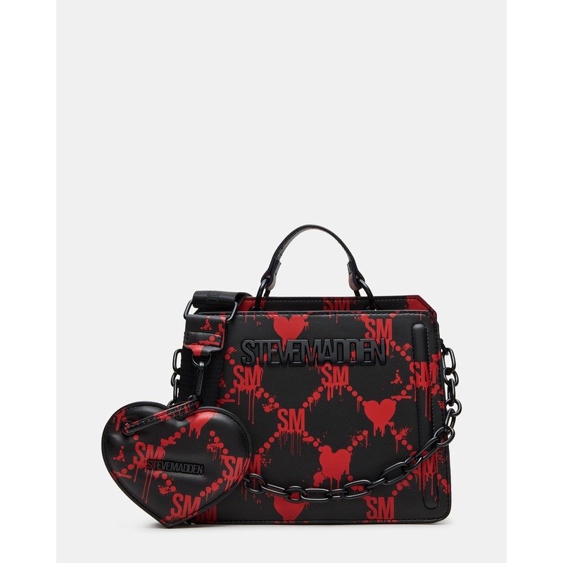 EVELYN BAG DRIPPY HEARTS BLACK/RED BLACK RED