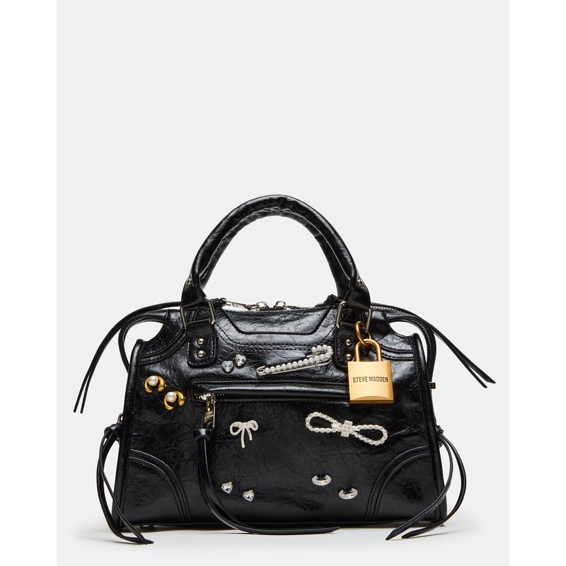 RIGGS BAG EMBELLISHED BLACK DISTRESSED DISTRESSED