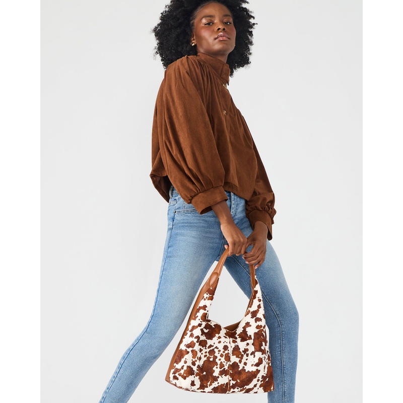 FARA BAG BROWN COW PRINT BROWN MULTI