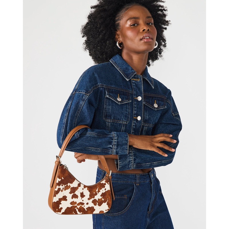 SMITH BAG BROWN COW PRINT BROWN MULTI