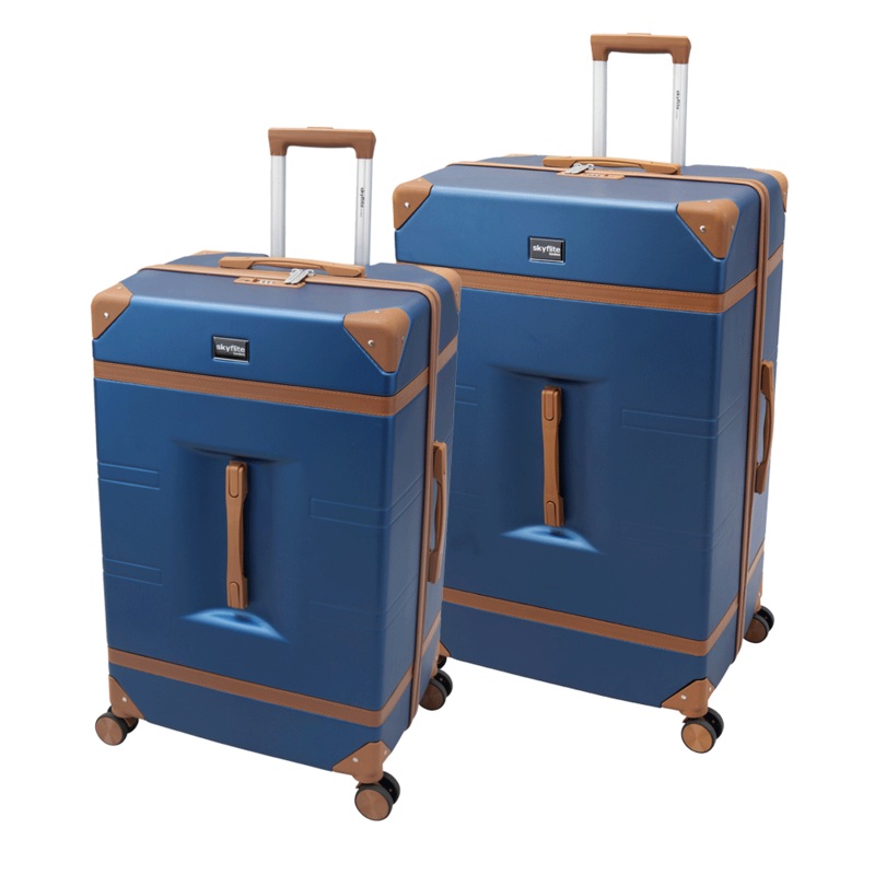 SKYFLITE Retro Trunk 76/86CM 2-Piece Set Blue
