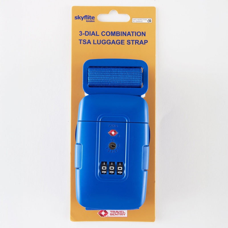 3-Dial Combination TSA Luggage Strap Blue