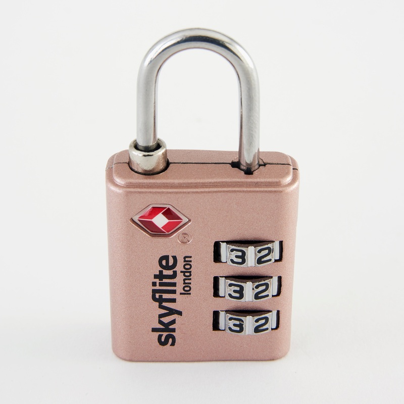Skyflite 3-Dial TSA Padlock  TSA Approved Combination Lock (Rose Gold)