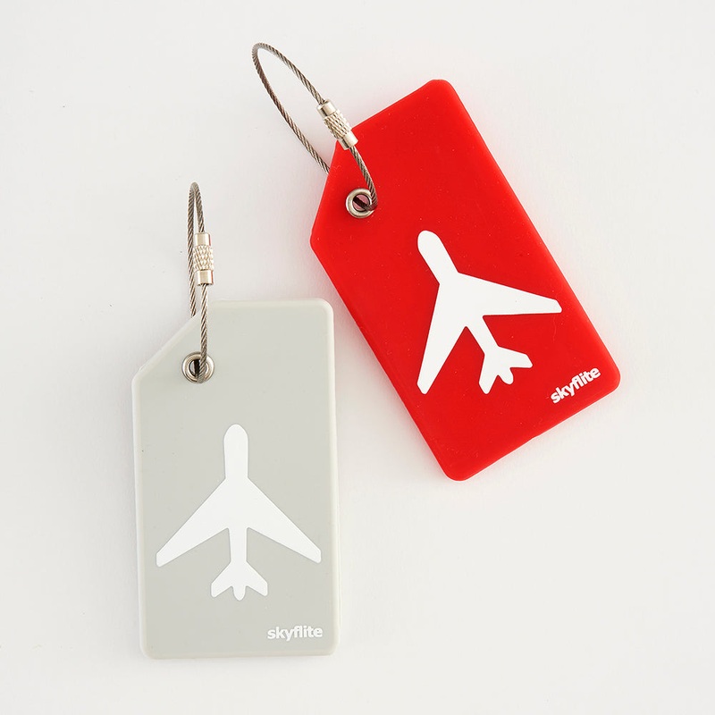 Skyflite Airplane Icon Luggage Tags with Steel Cable  2 Pack