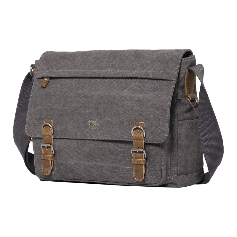 TRP0207 Troop London Classic Canvas Laptop Messenger Bag Charcoal