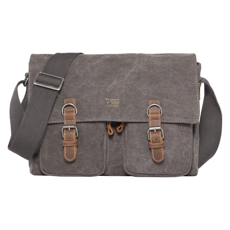 TRP0210 Troop London Classic Canvas Messenger Bag Charcoal
