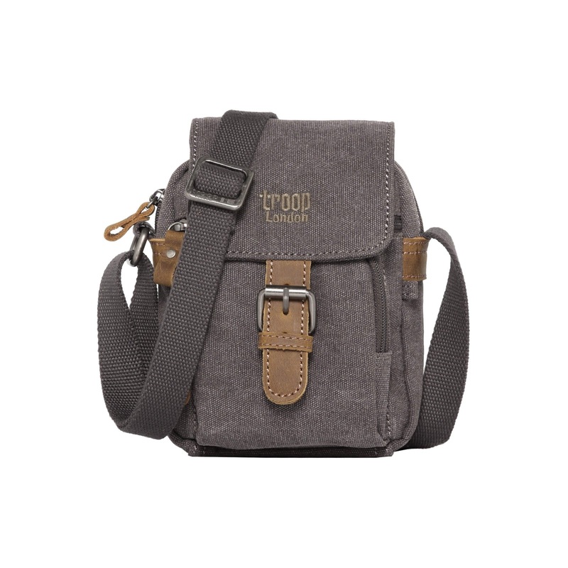 TRP0213 Troop London Classic Canvas Across Body Bag Charcoal